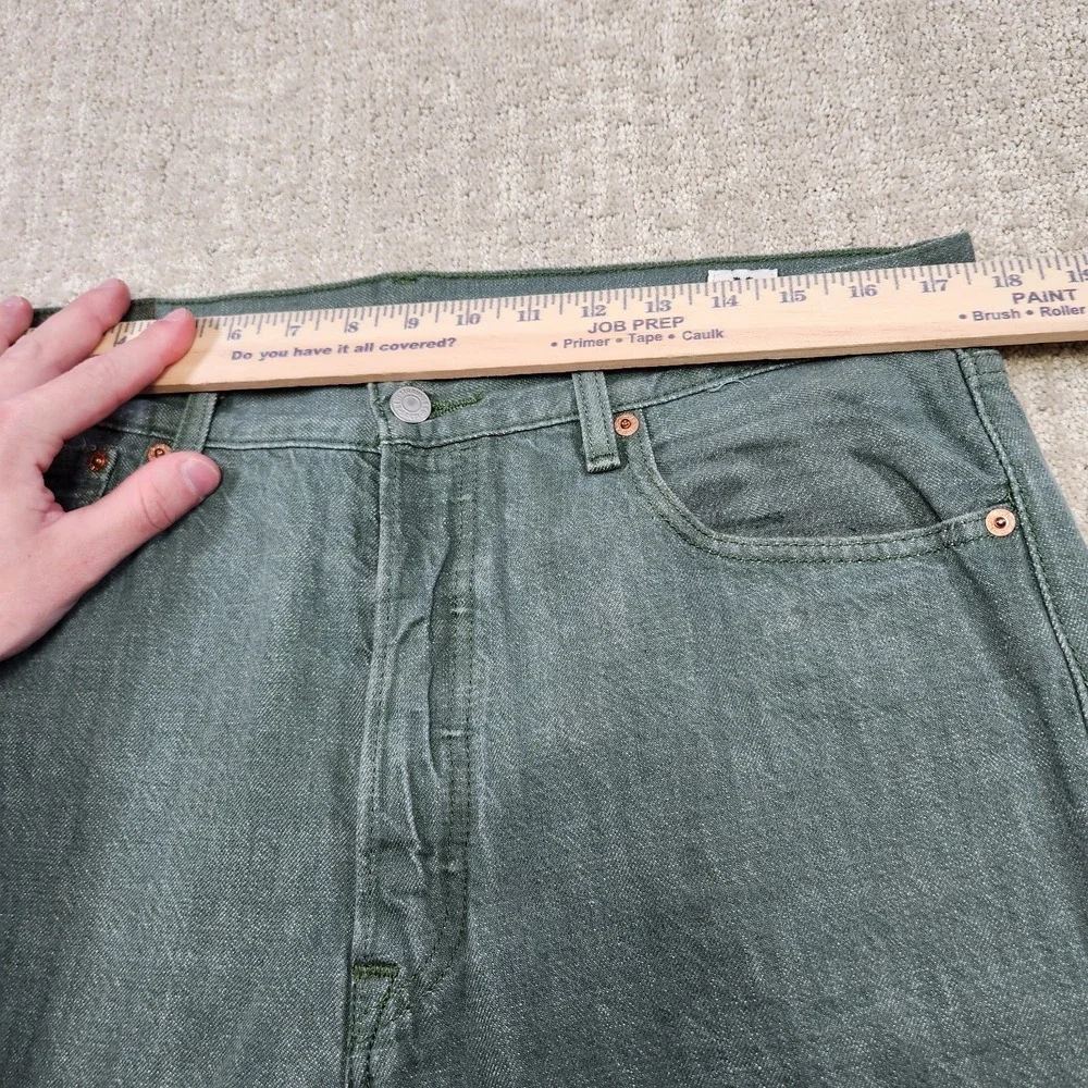 Levis 501 Jeans Men‎ 35x32 READ* White Oak Cone Denim Straight Button Fly Green